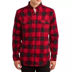 Levi's Relaxed Fit Plaid Button Shirt Men's Size Large Red Black Long Sleeve